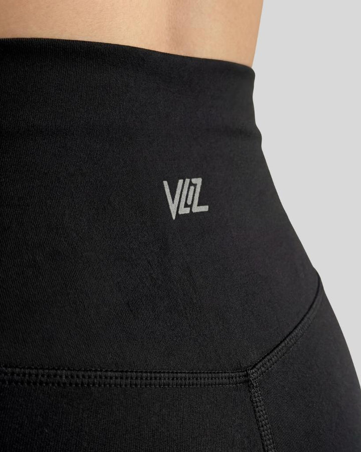 VLIZ 2nd-Skin High-Waist Long_Leggings Black; high-rise waistband; sculpted compression fit; clean hemline; hidden phone pocket at inner back waistband; suitable for yoga, Pilates, cardio, and everyday training.