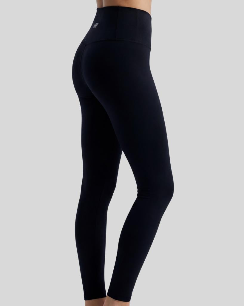 VLIZ 2nd-Skin High-Waist Long_Leggings Black; high-rise waistband; sculpted compression fit; clean hemline; hidden phone pocket at inner back waistband; suitable for yoga, Pilates, cardio, and everyday training.