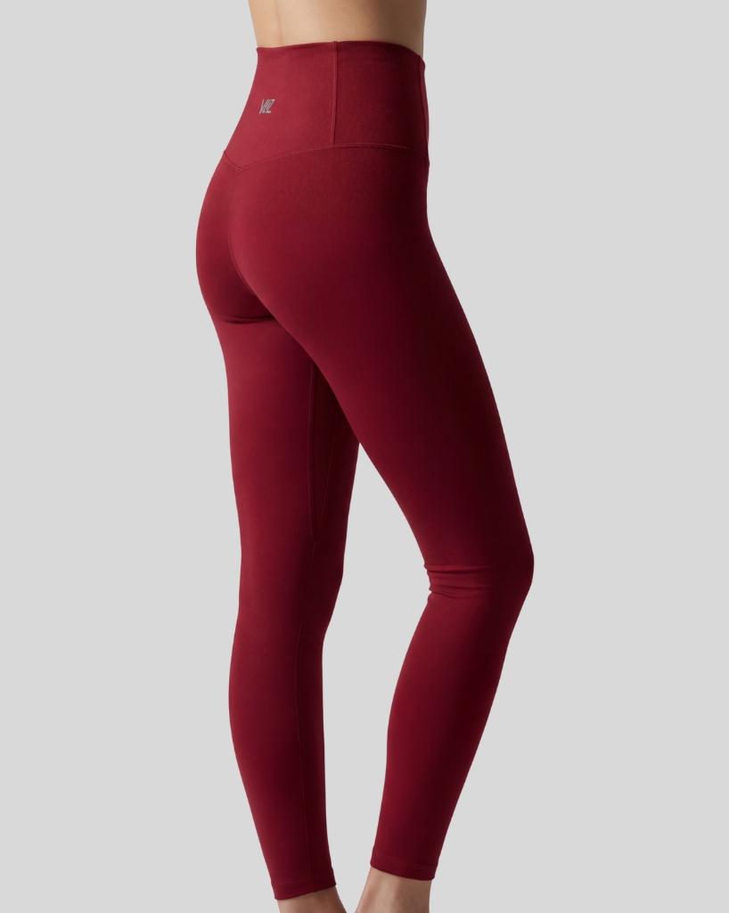 VLIZ 2nd-Skin High-Waist Long_Leggings Red; high-rise waistband; sculpted compression fit; clean hemline; hidden phone pocket at inner back waistband; suitable for yoga, Pilates, cardio, and everyday training.