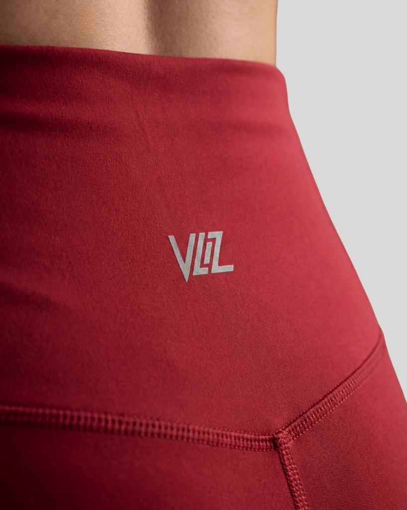 VLIZ 2nd-Skin High-Waist Long_Leggings Red; high-rise waistband; sculpted compression fit; clean hemline; hidden phone pocket at inner back waistband; suitable for yoga, Pilates, cardio, and everyday training.