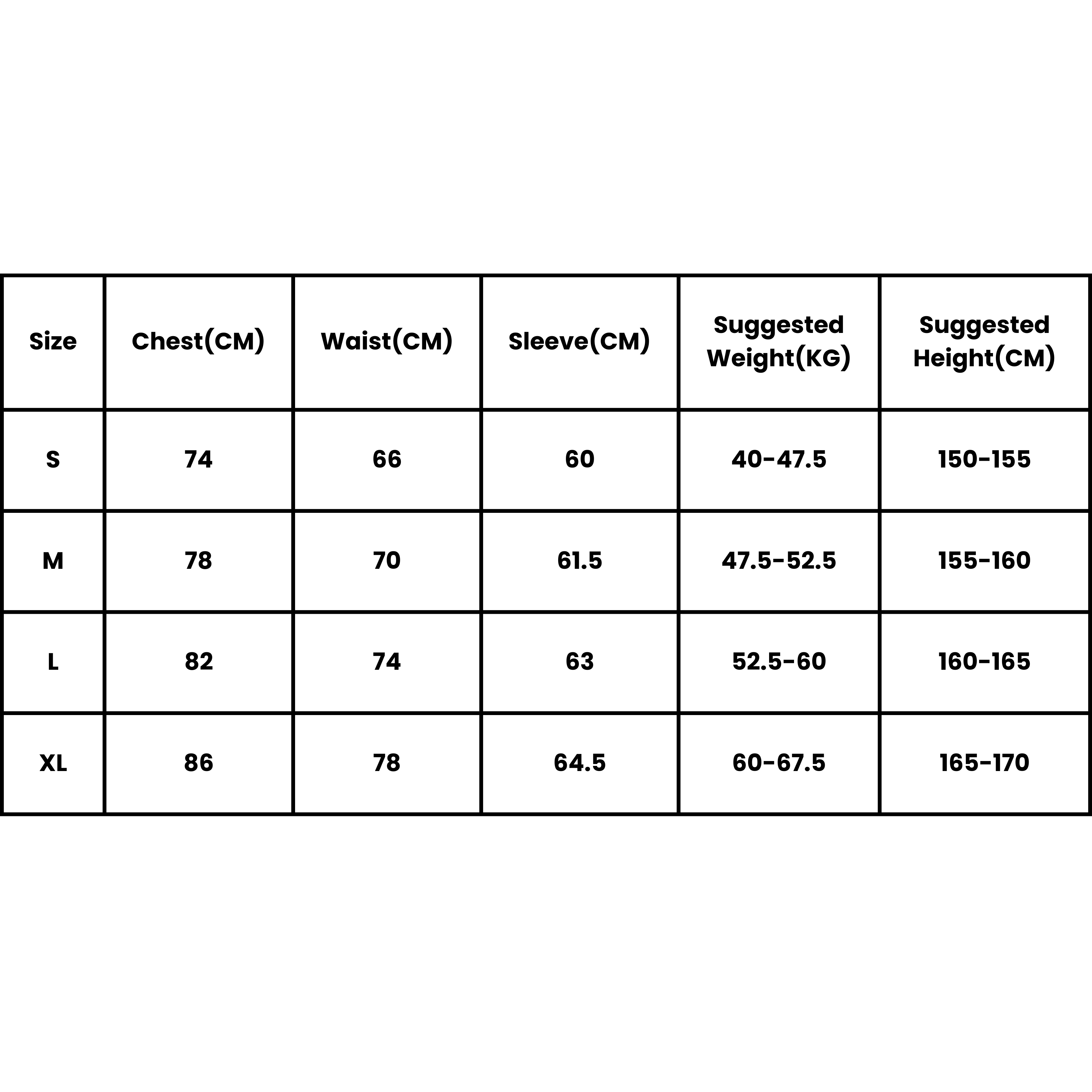Size chart for the VLIZ Rapid UV Full Zip SlimFit Hooded Top, showing chest, waist, sleeve length, suggested weight, and height for sizes S to XL in centimeters and kilograms.