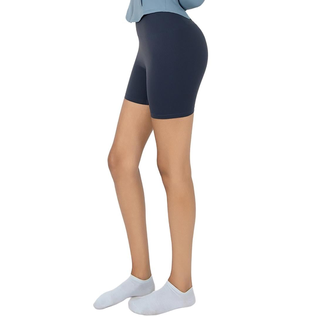 VLIZ Ultra Soft SculptFit Short Leggings in Gray, featuring a high-rise waistband, sculpted compression fit, clean hemline, and a hidden phone pocket at the inner back waistband—ideal for yoga, Pilates, cardio, and everyday training.