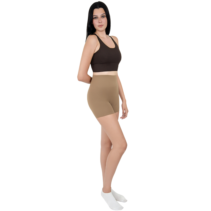VLIZ Ultra Soft SculptFit Short Leggings in Gray, featuring a high-rise waistband, sculpted compression fit, clean hemline, and a hidden phone pocket at the inner back waistband—ideal for yoga, Pilates, cardio, and everyday training.