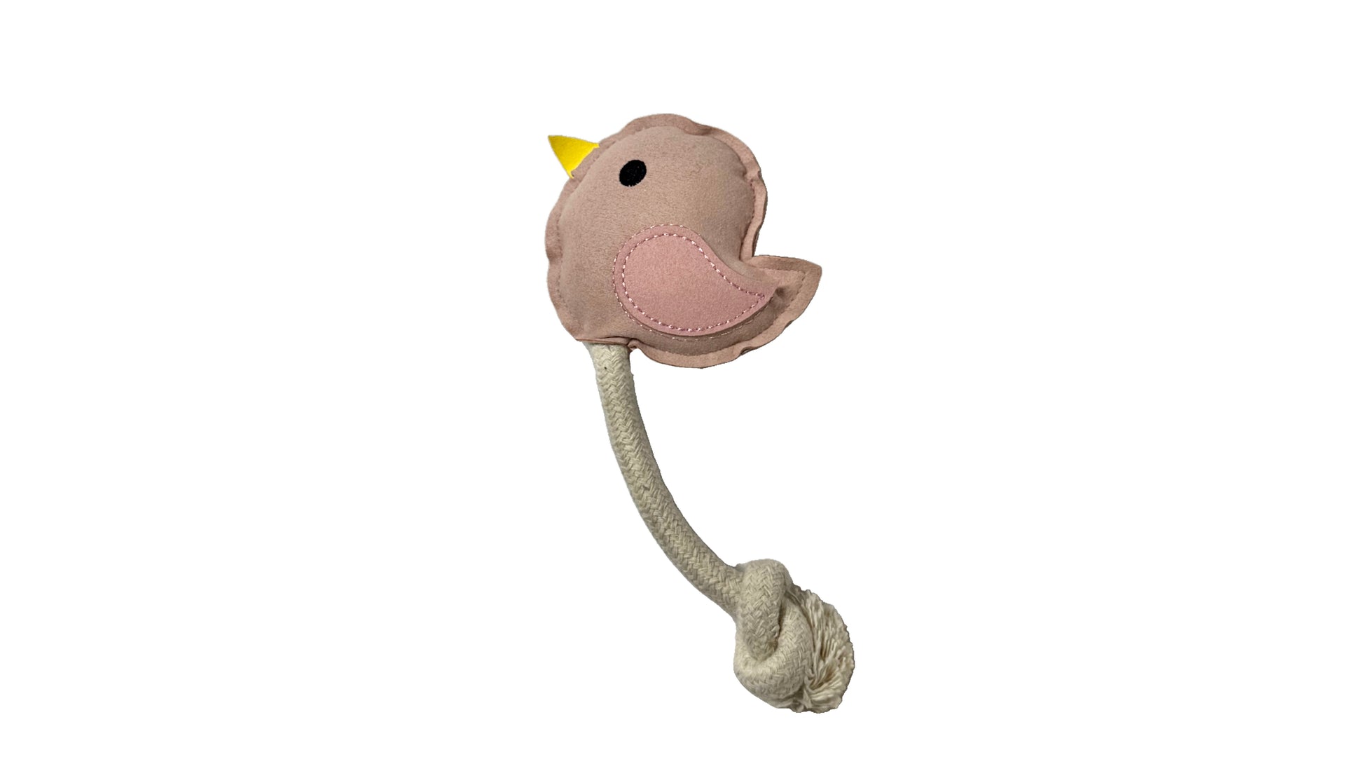 VLIZ Boba's Choice bird-shaped leather and rope dog toy with a built-in squeaker, made from durable microfiber suede and PU leather, perfect for chewing and tugging.