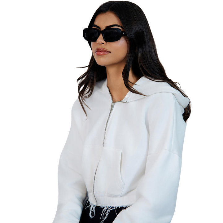 VLIZ Crux sunglasses with black frame and black lenses, square-edge design, engraved logo on temples.