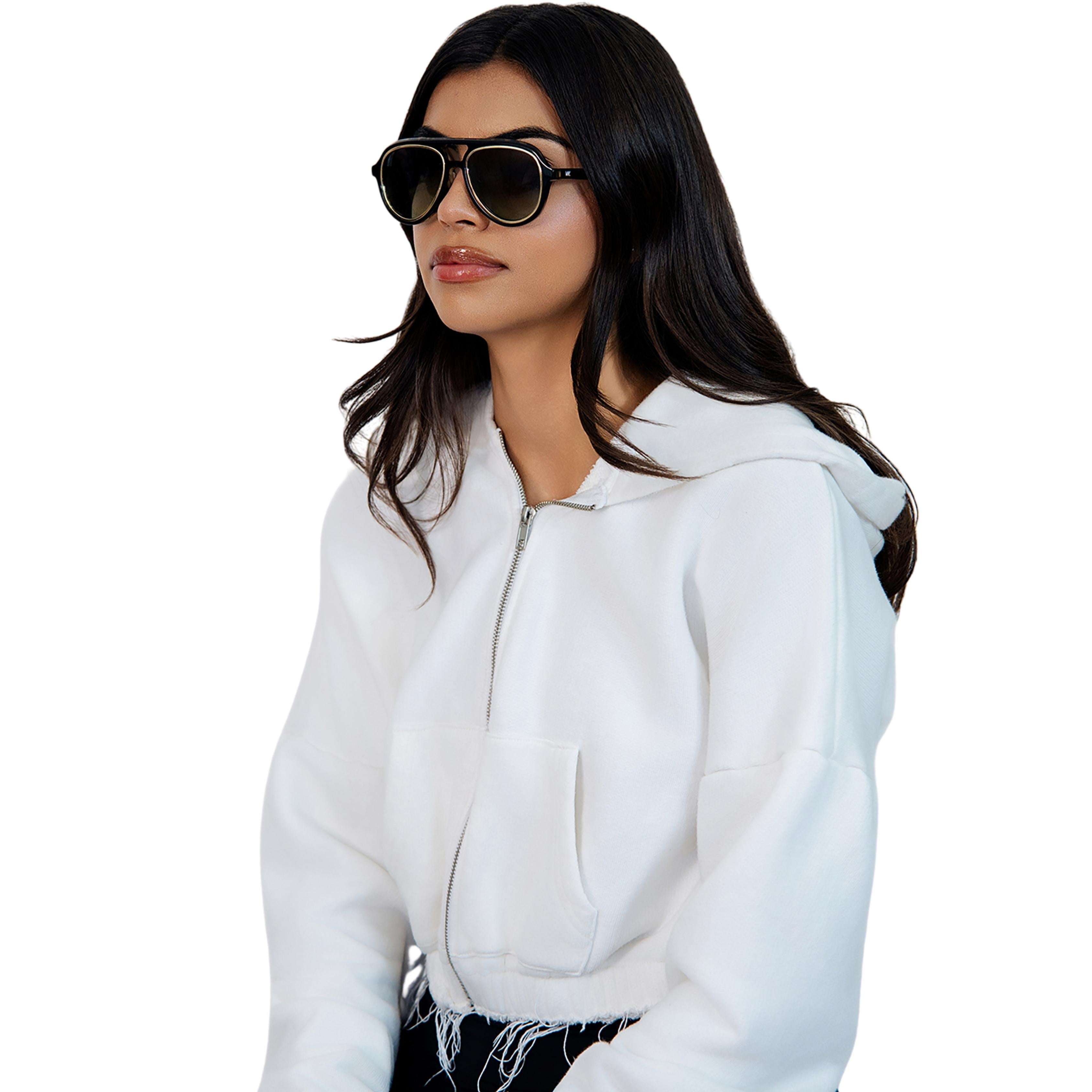 VLIZ Lindbergh sunglasses with black aviator-style frame and gradient blue lenses, retro double-bridge design, engraved logo on temples