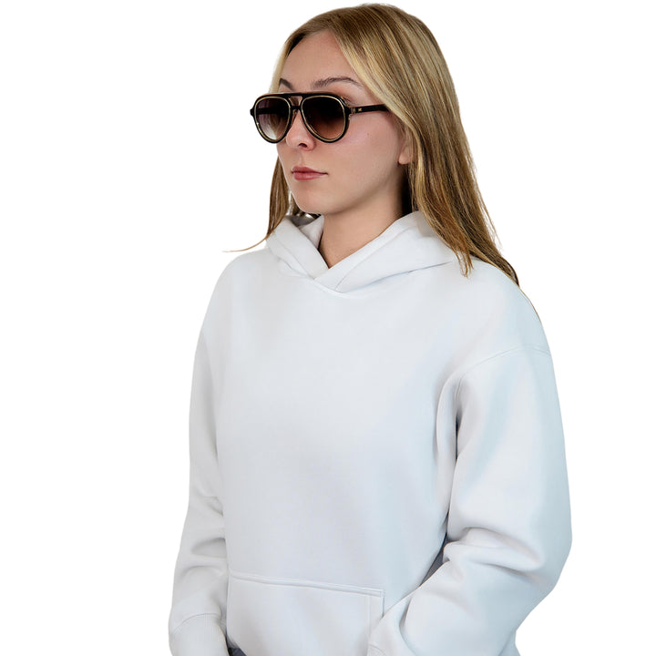 VLIZ Lindbergh sunglasses with brown aviator-style frame and gradient gray lenses, retro double-bridge design, engraved logo on temples.