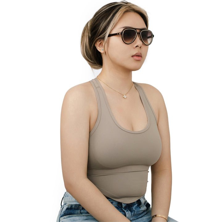 VLIZ Lindbergh sunglasses with brown aviator-style frame and gradient gray lenses, retro double-bridge design, engraved logo on temples.