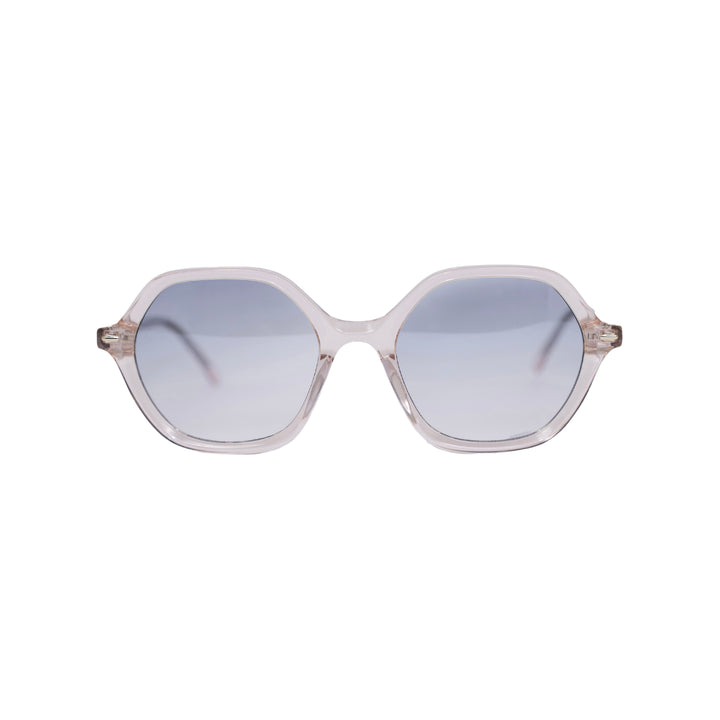VLIZ Lunelle sunglasses with a translucent tea octagon frame and light blue gradient lenses, sculptural silhouette inspired by lunar geometry, engraved logo on temples
VLIZ Lunelle sunglasses with a tortoise octagon frame and gradient lenses, sculptural silhouette inspired by lunar geometry, engraved logo on temples.